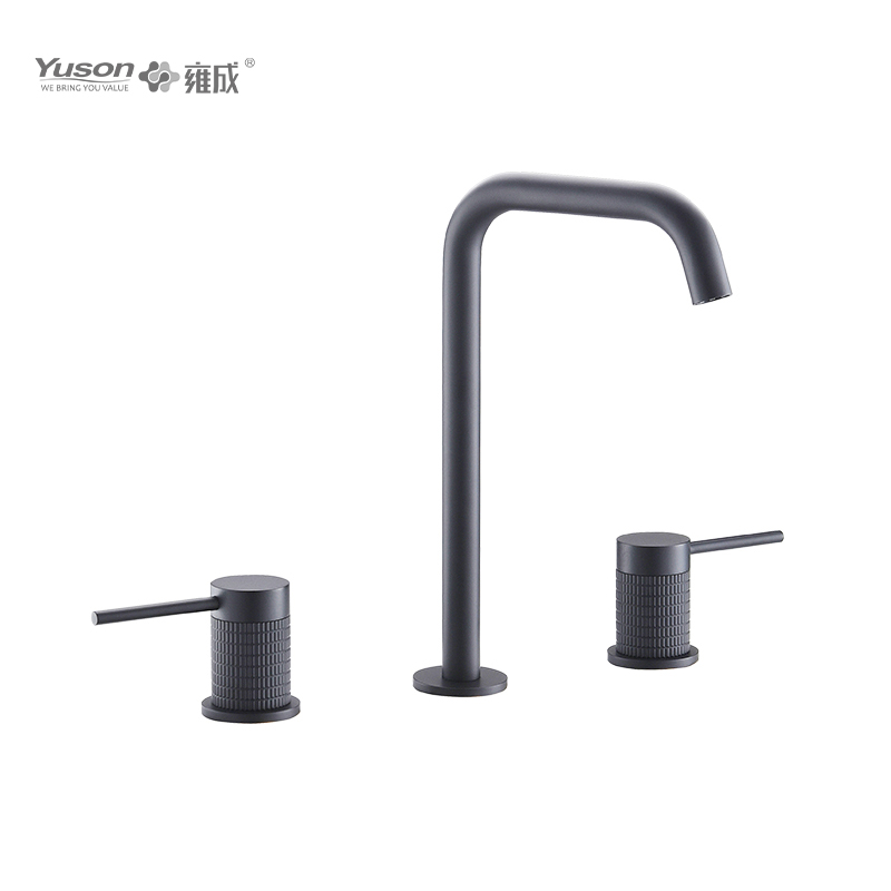 3376-34 Rubinetto per lavabo con acqua calda e fredda a due leve montato su piano in ottone